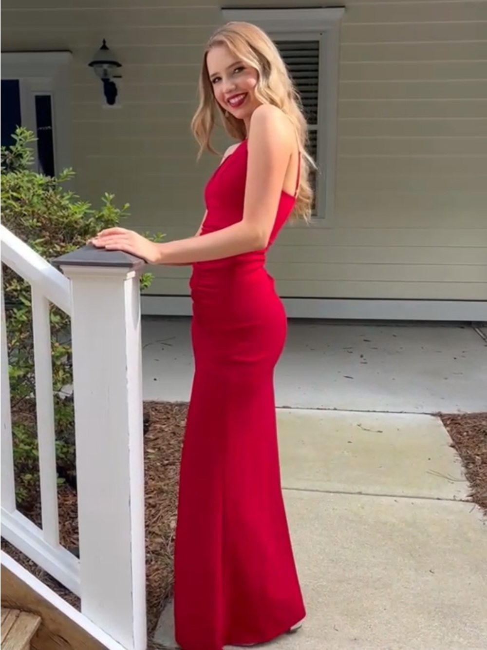 Nordstrom Red One-Shoulder Prom Gown